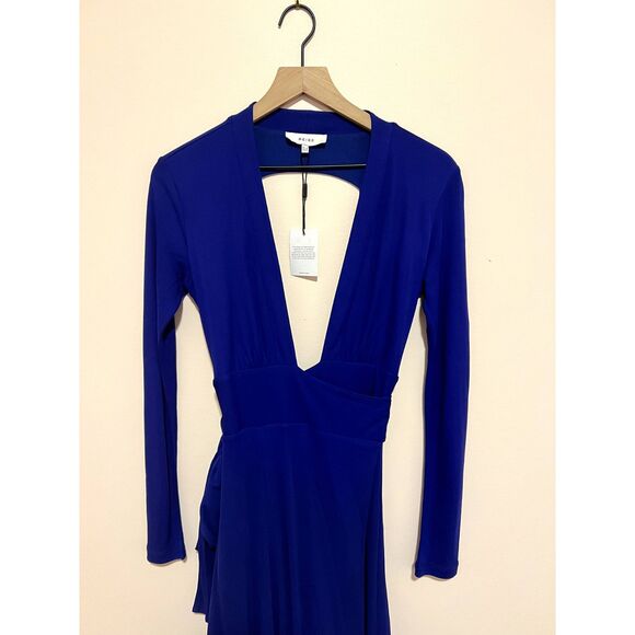 NWT Reiss Bailey Plunge Wrap Maxi Dress in Cobalt Blue Women's Size 4 - Picture 7 of 13